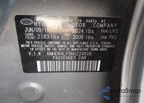 2017 Hyundai Elantra Se z USA, uszkodzony, nr VIN KMHD84LF5HU224916